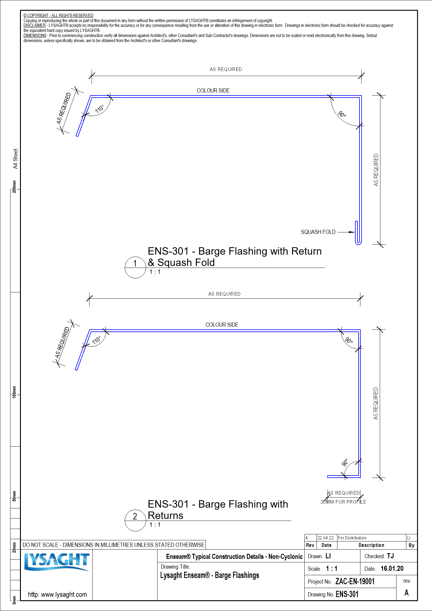 ENS301 Lysaght Enseam® Barge Flashings